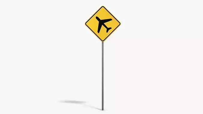 Airport Warning Sign Low-poly 3D model