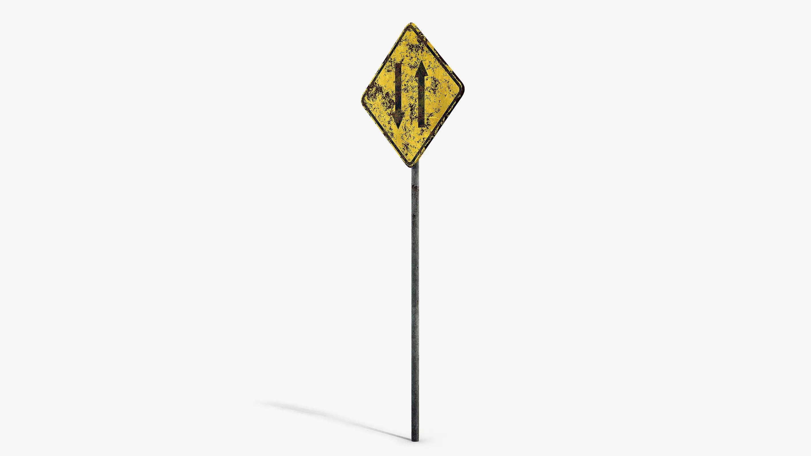 Damaged Two Way Sign Low-poly 3D model_5