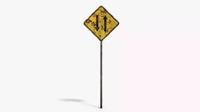Damaged Two Way Sign Low-poly 3D model