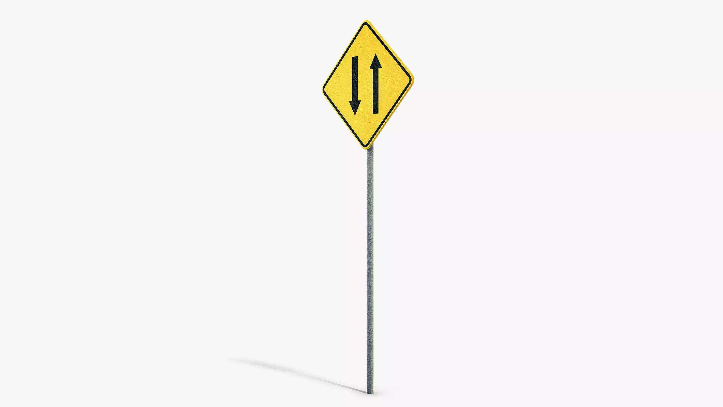 Two Way Sign Low-poly 3D model_5