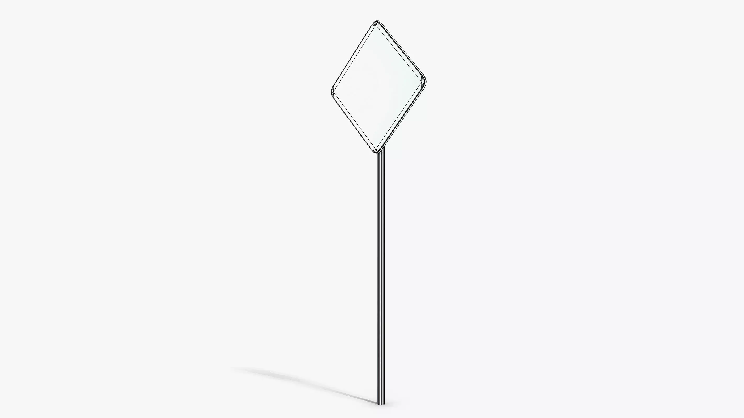 Two Way Sign Low-poly 3D model_11