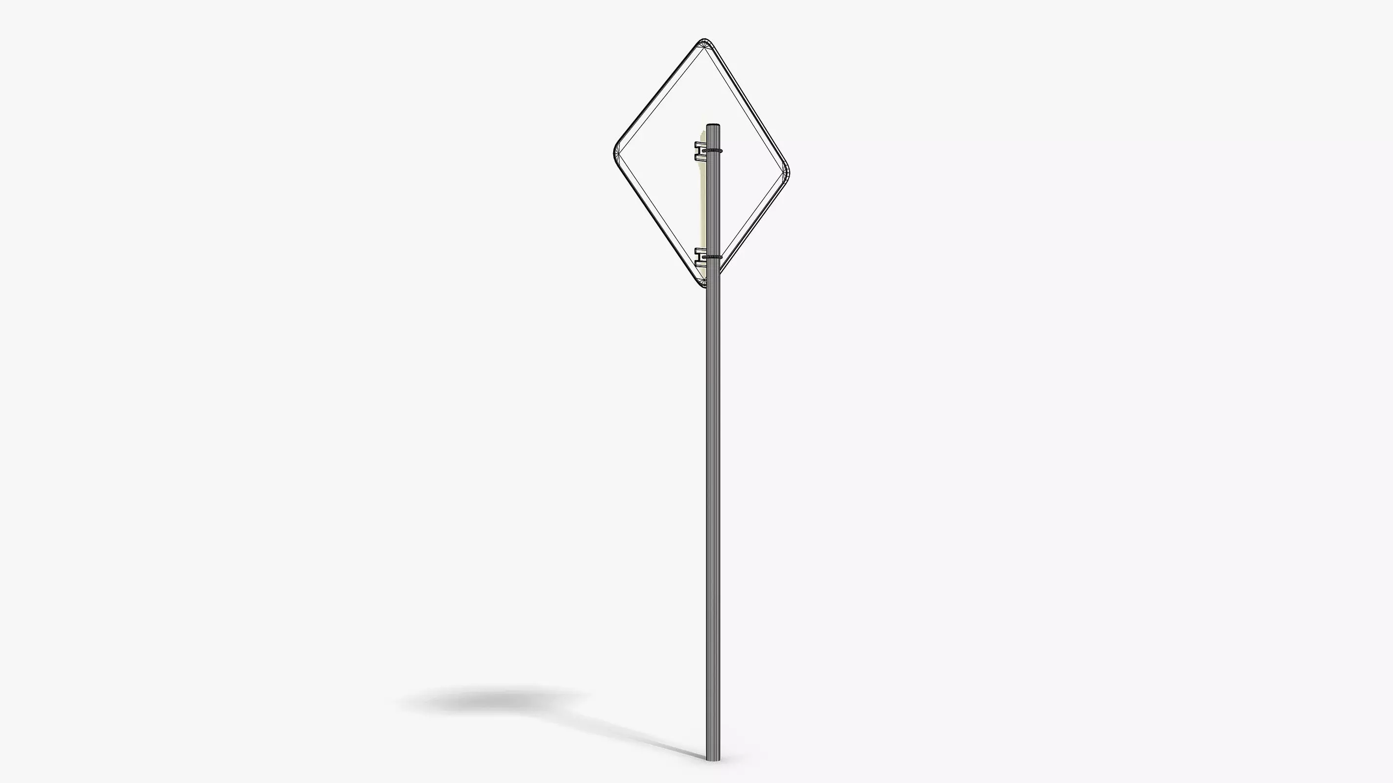 Two Way Sign Low-poly 3D model_10