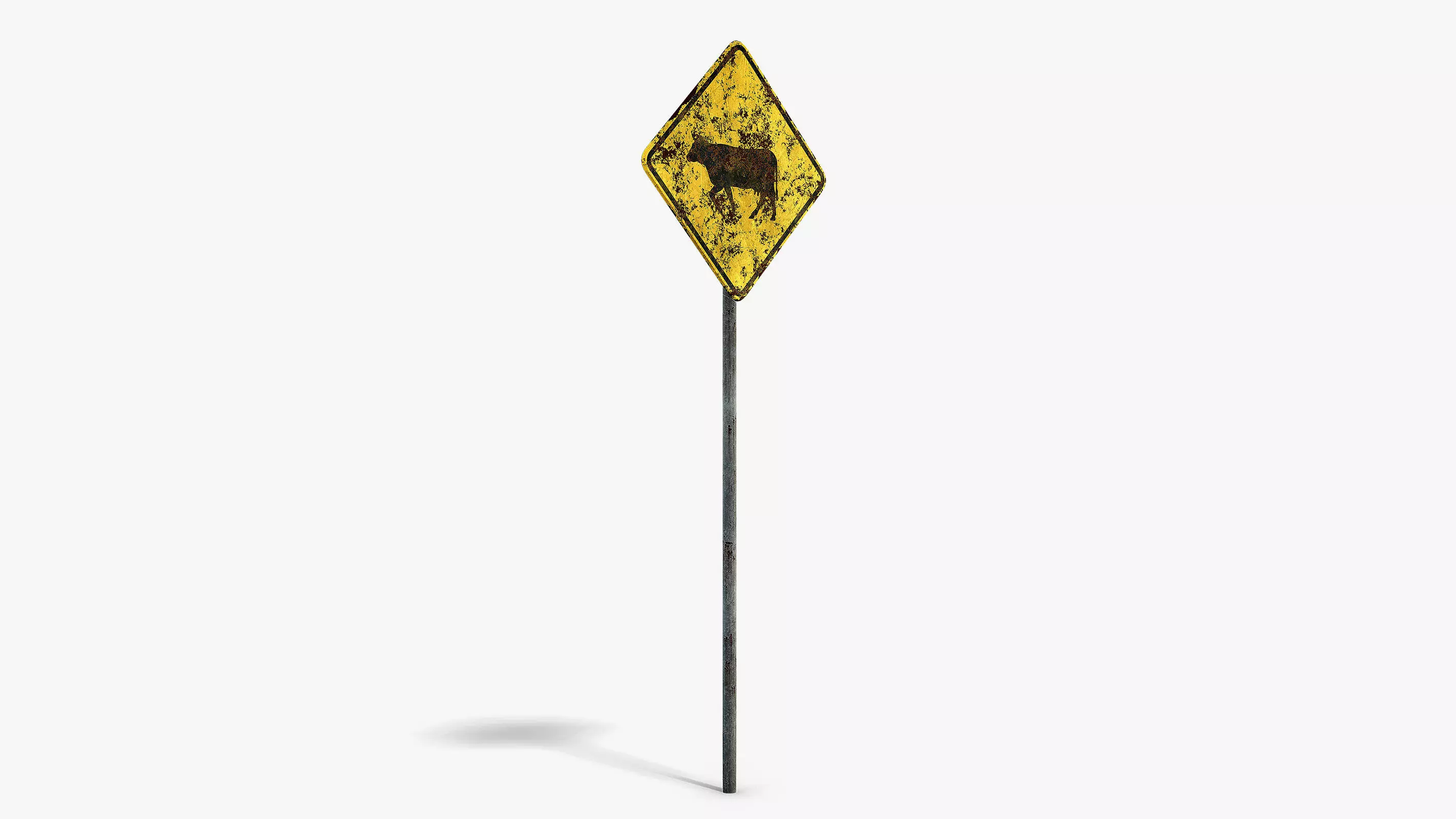 Damaged Cattle Warning Sign Low-poly 3D model_1