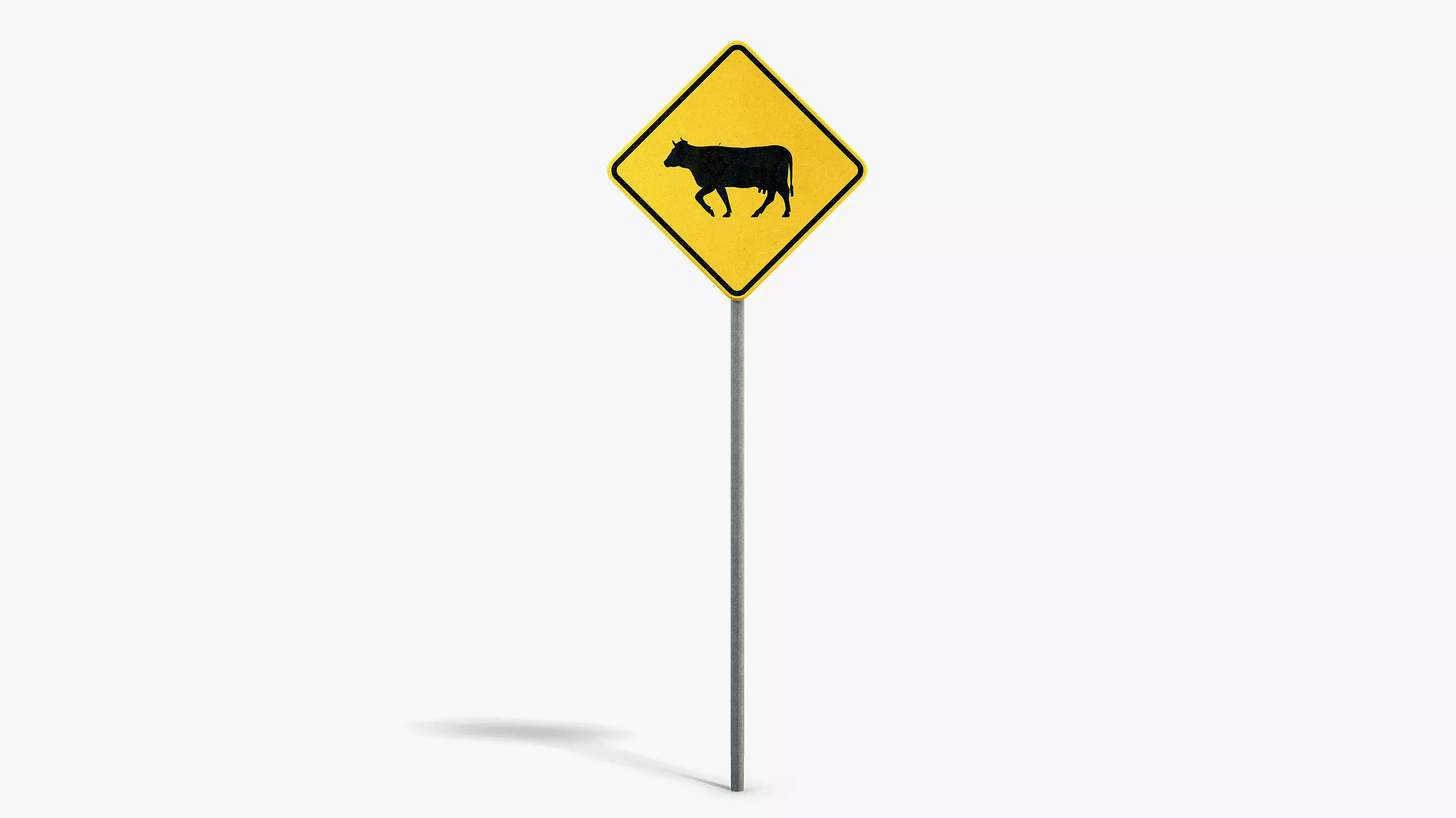 Cattle Warning Sign Low-poly 3D model