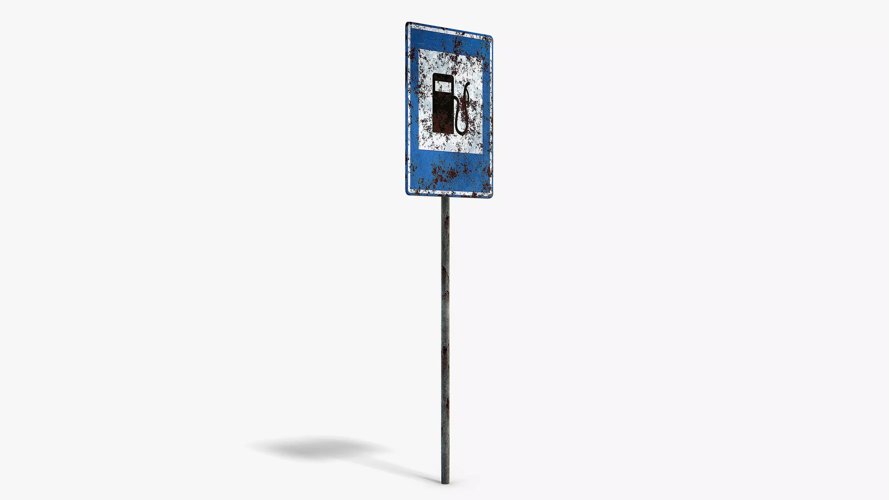 Damaged Gas Station Info Sign Low-poly 3D model_1