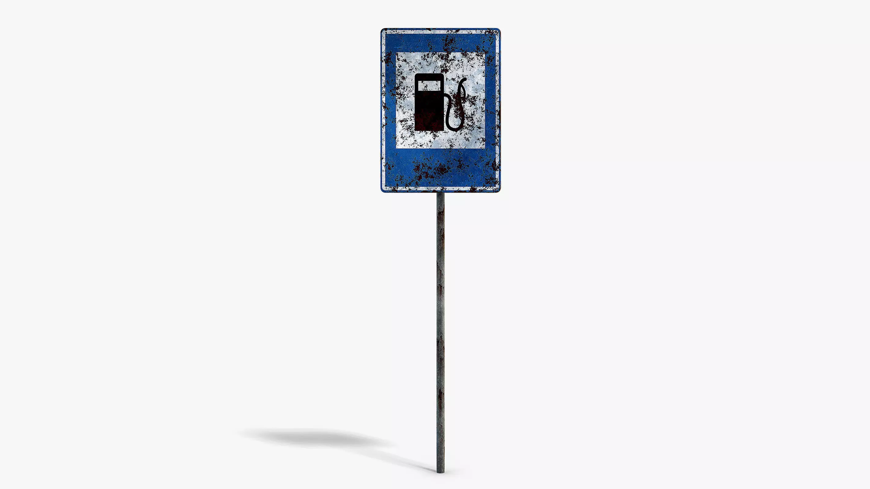 Damaged Gas Station Info Sign Low-poly 3D model_0