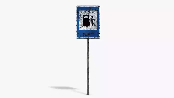 Damaged Gas Station Info Sign Low-poly 3D model