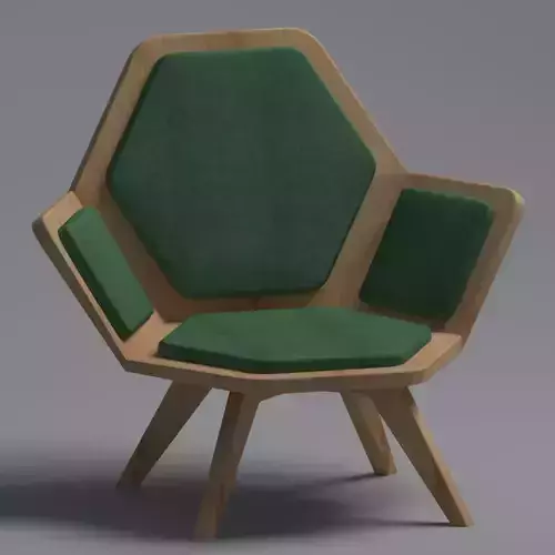 Modern Hexagonal Armchair  3D Furniture Model
