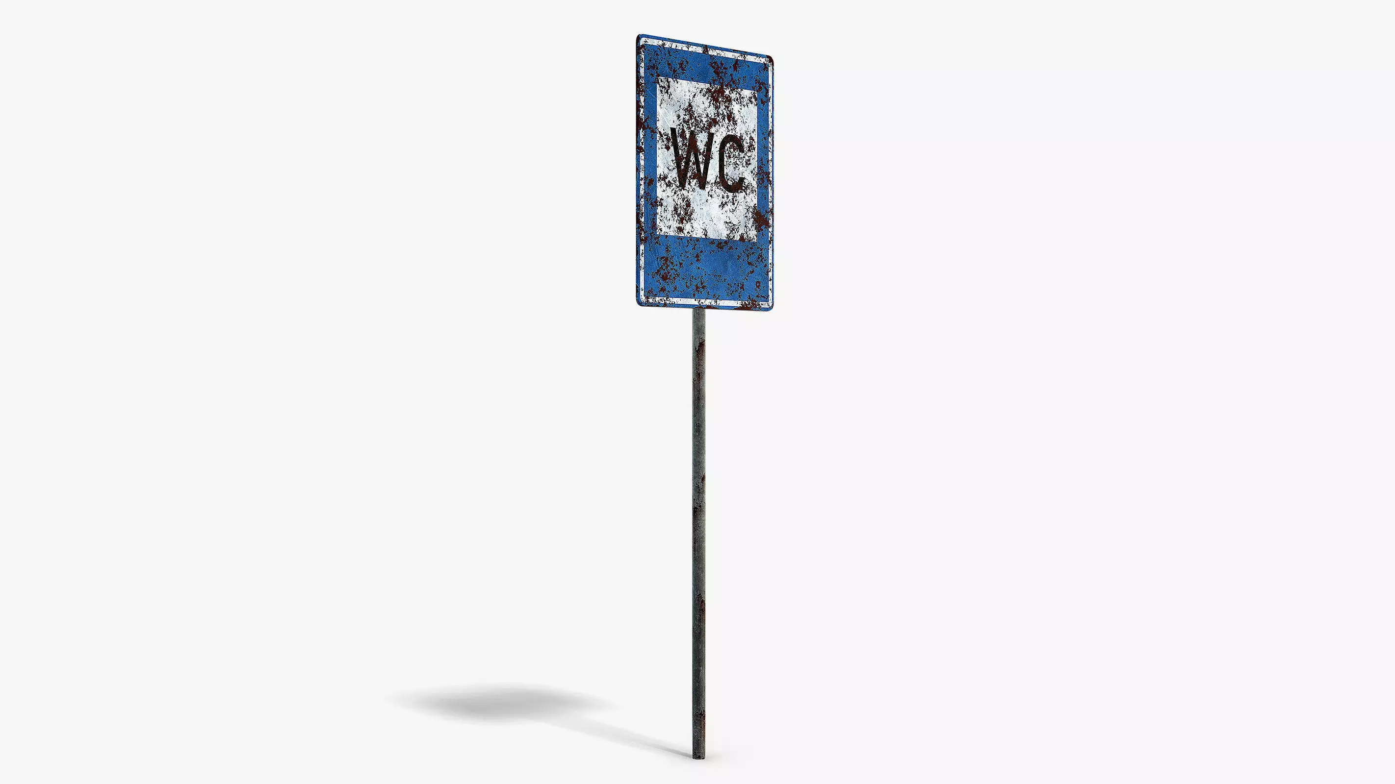 Damaged Toilet Info Sign Low-poly 3D model_1