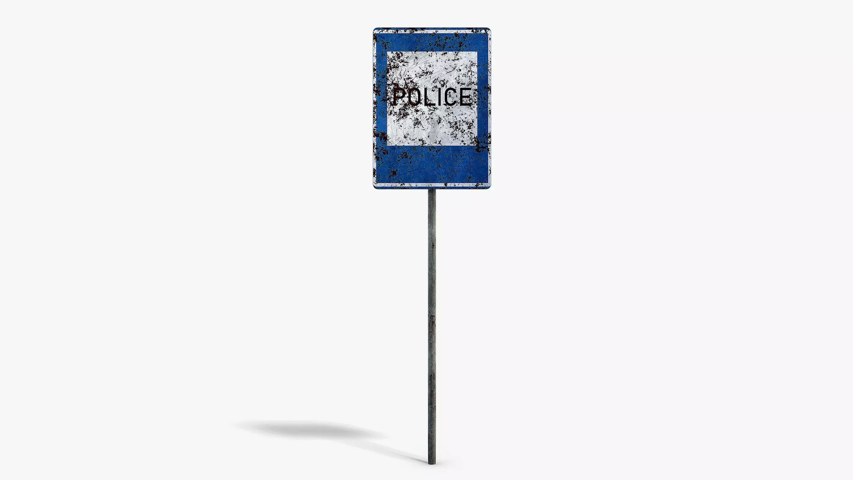 Damaged Police Info Sign Low-poly 3D model_0