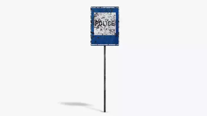 Damaged Police Info Sign Low-poly 3D model