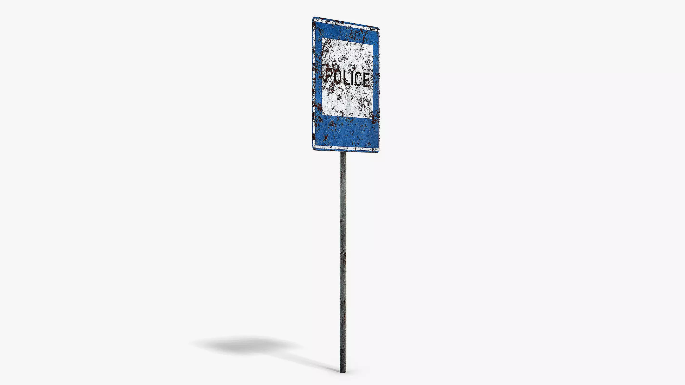 Damaged Police Info Sign Low-poly 3D model_1