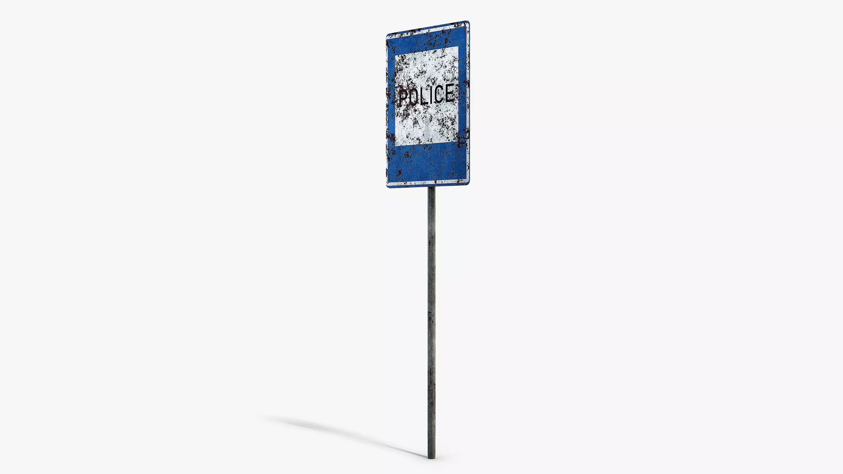 Damaged Police Info Sign Low-poly 3D model_5