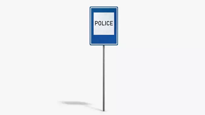 Police Info Sign Low-poly 3D model