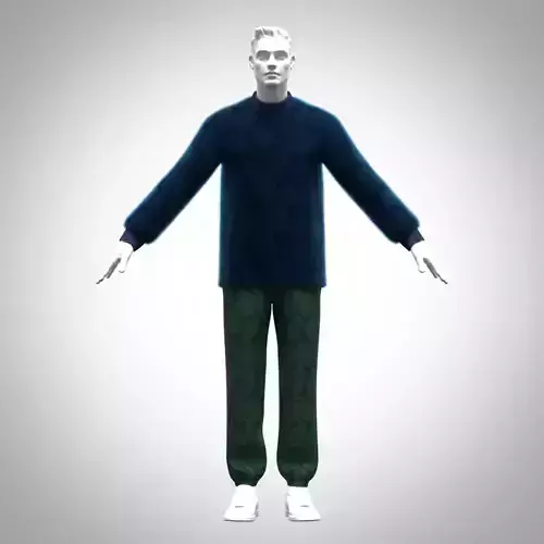 Mens Sweater 3d clothing Rigged Model 