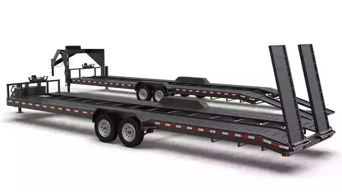 Texas Pride Trailers  Lowboy Bumper Pull and Gooseneck 2 in 1 Low-poly 3D model