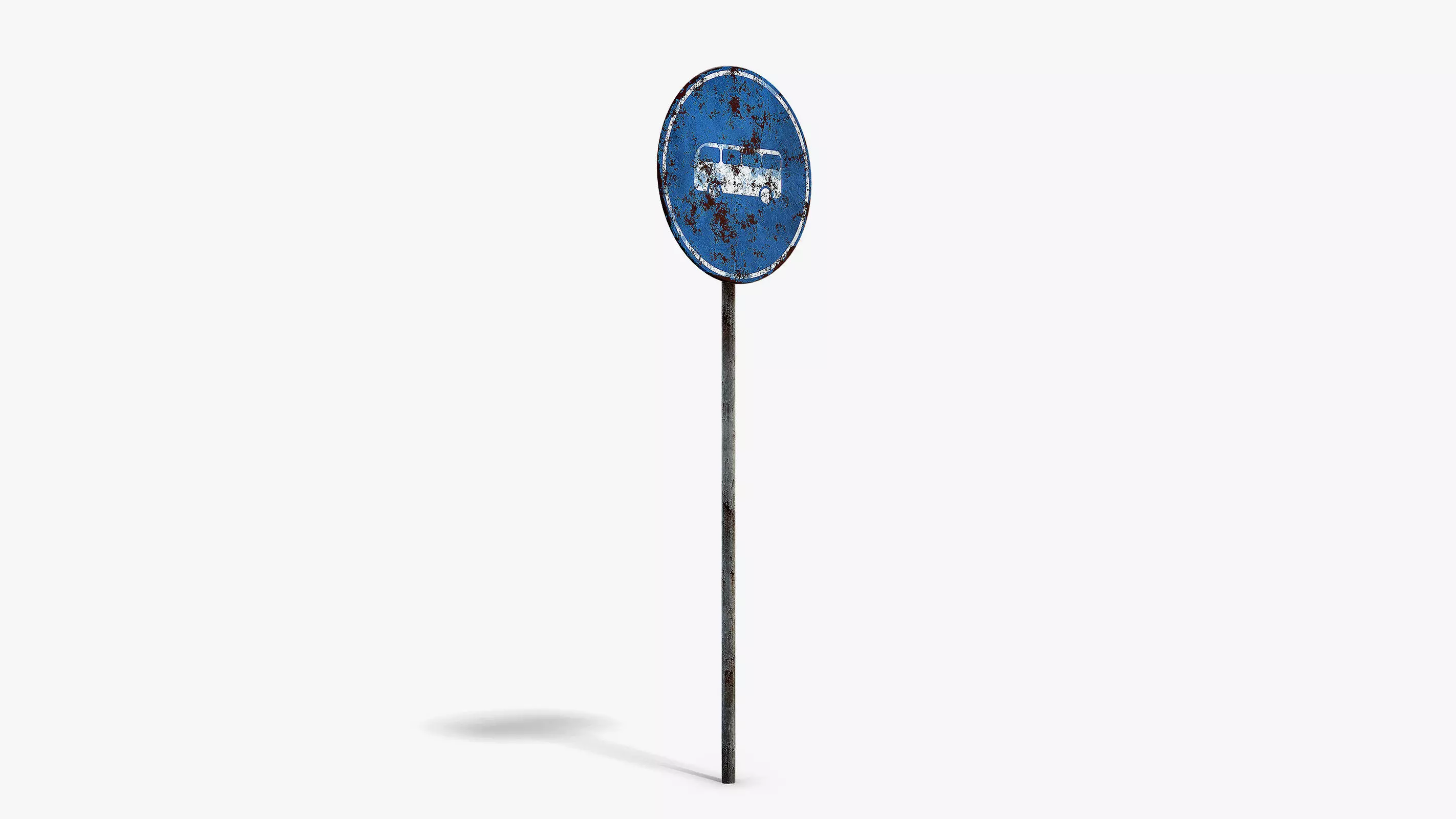 Damaged Bus Road Sign Low-poly 3D model_1