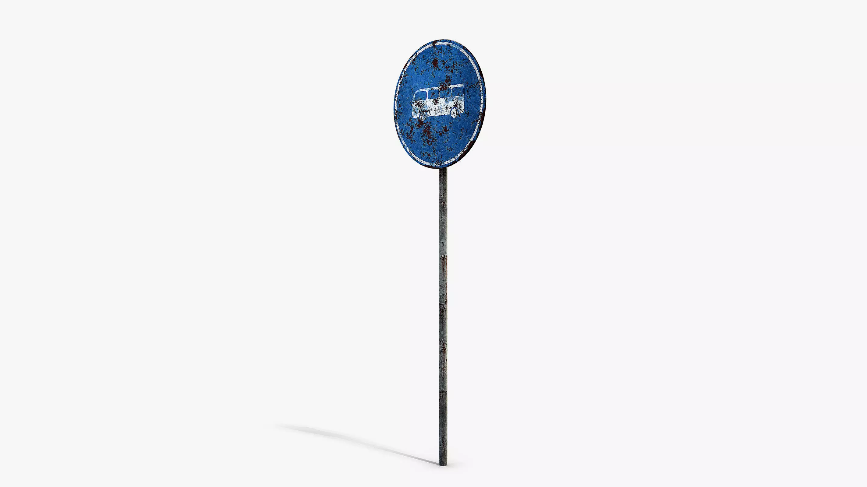 Damaged Bus Road Sign Low-poly 3D model_5