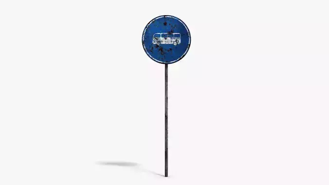 Damaged Bus Road Sign Low-poly 3D model
