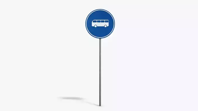Bus Road Sign Low-poly 3D model