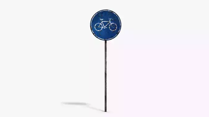 Damaged Bike Road Sign Low-poly 3D model
