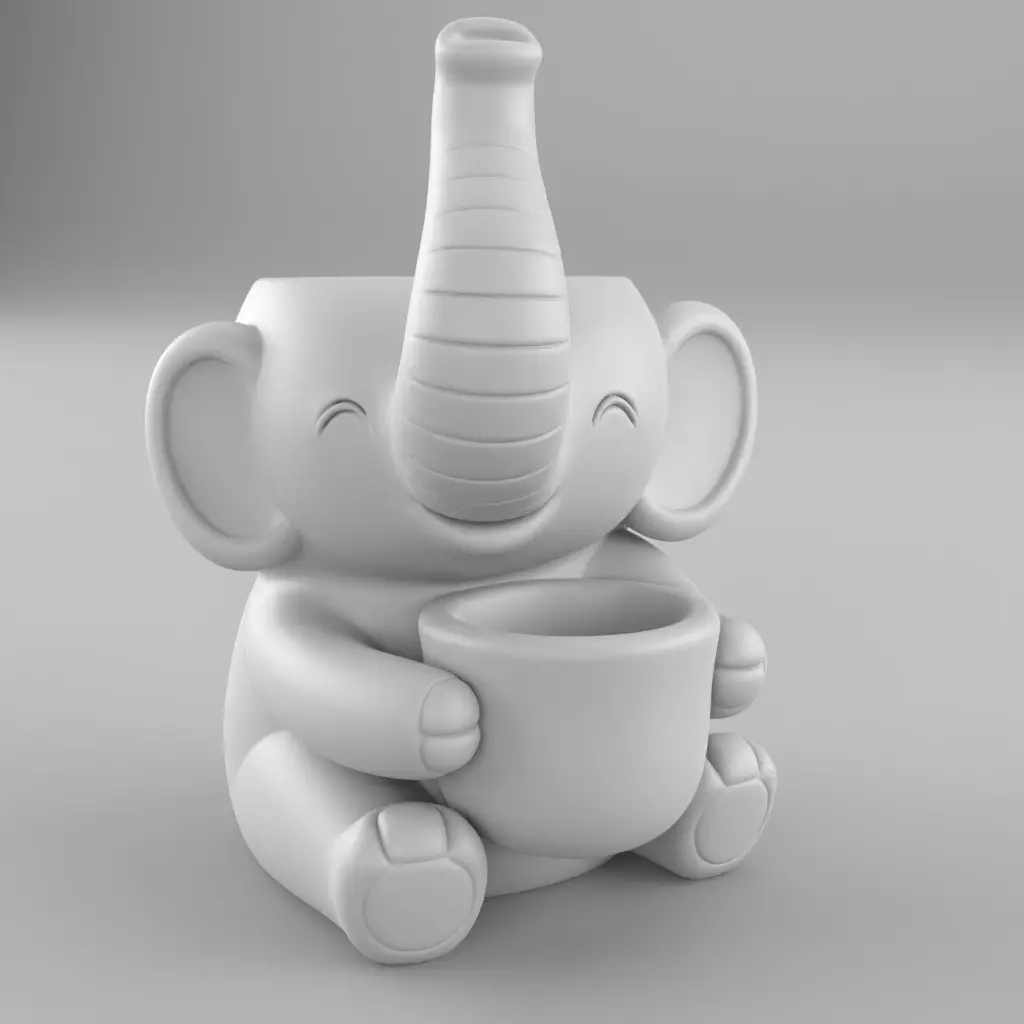 Cute Elephant Planter 3D Model 3D print model_3