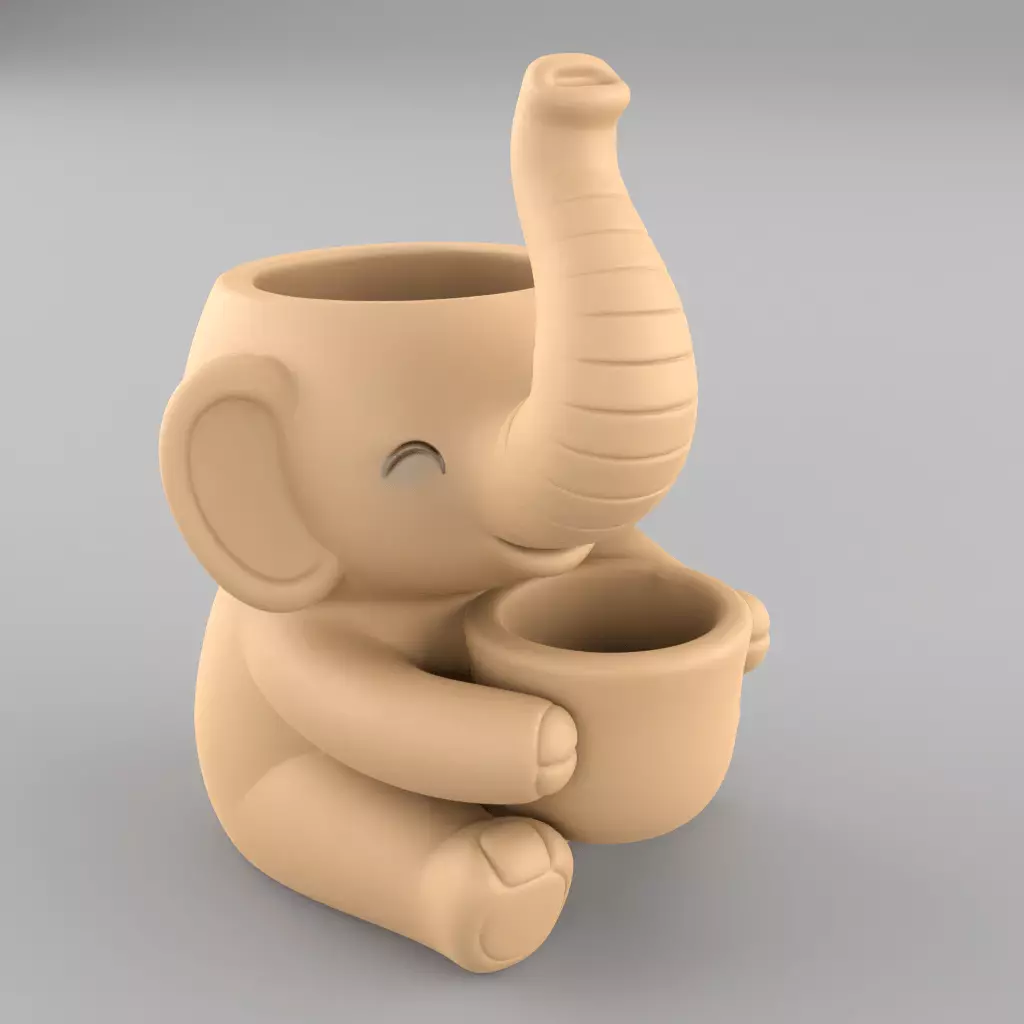 Cute Elephant Planter 3D Model 3D print model_2