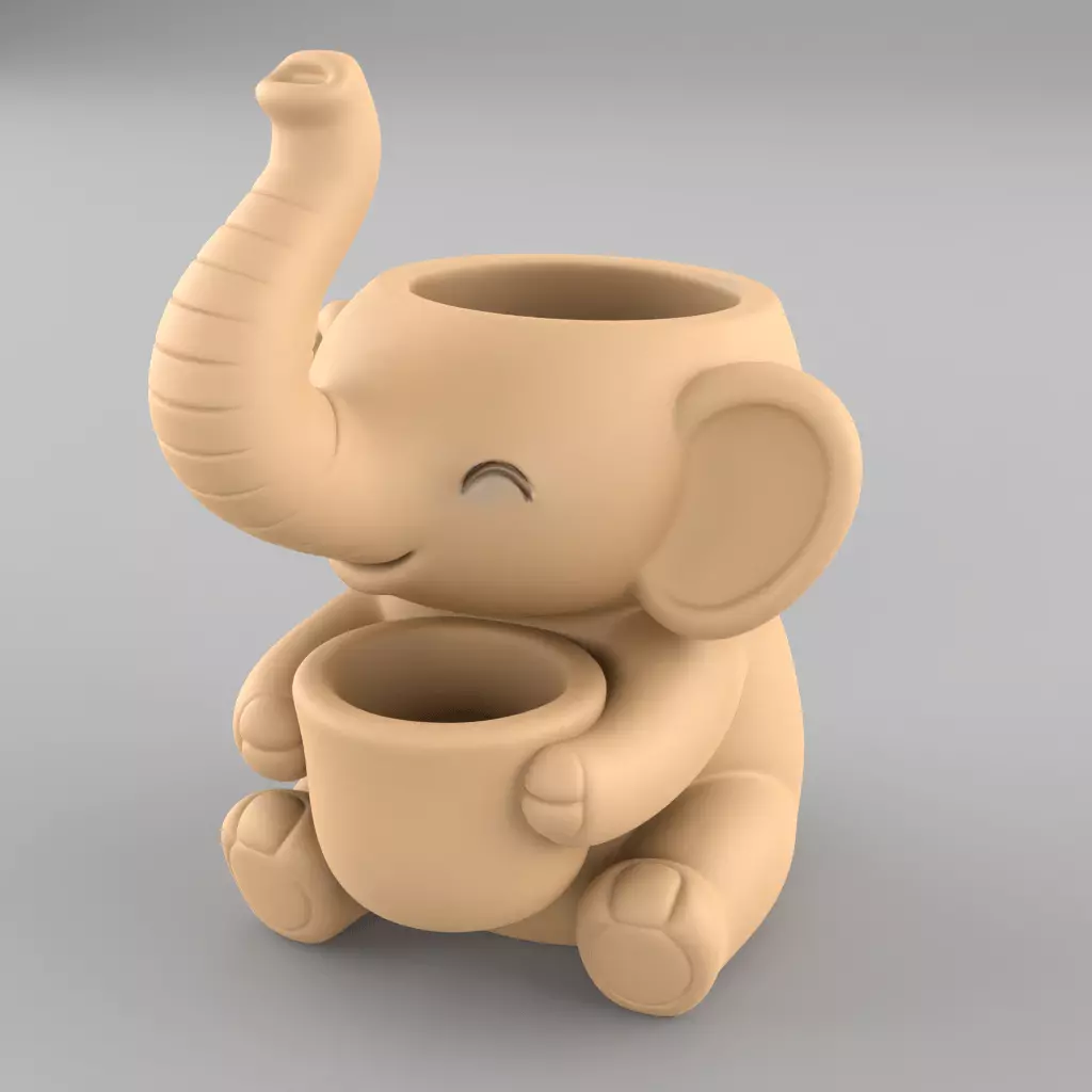 Cute Elephant Planter 3D Model 3D print model_0