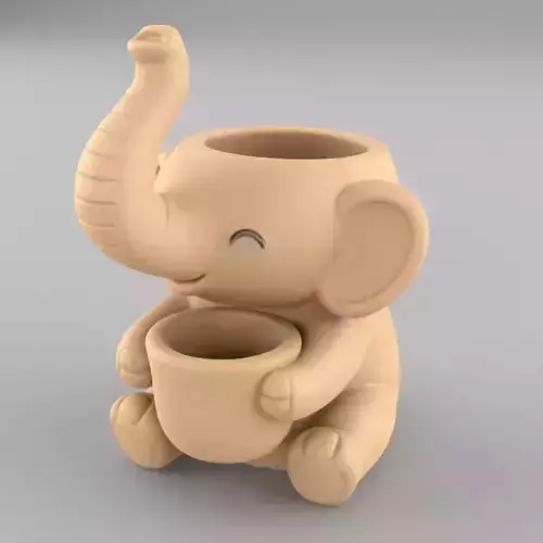 Cute Elephant Planter 3D Model