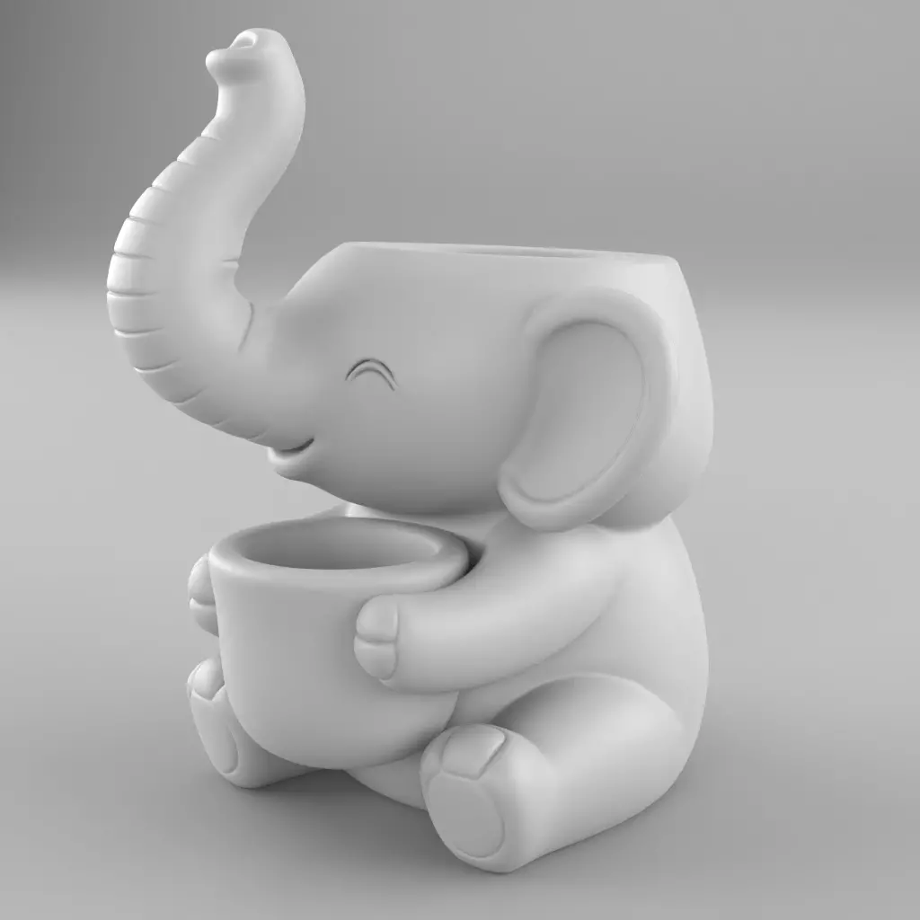 Cute Elephant Planter 3D Model 3D print model_4