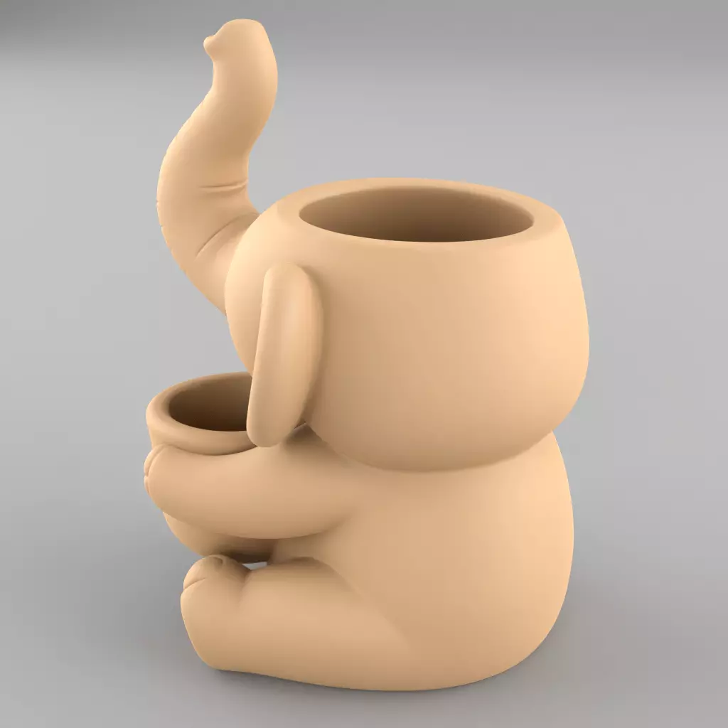 Cute Elephant Planter 3D Model 3D print model_1