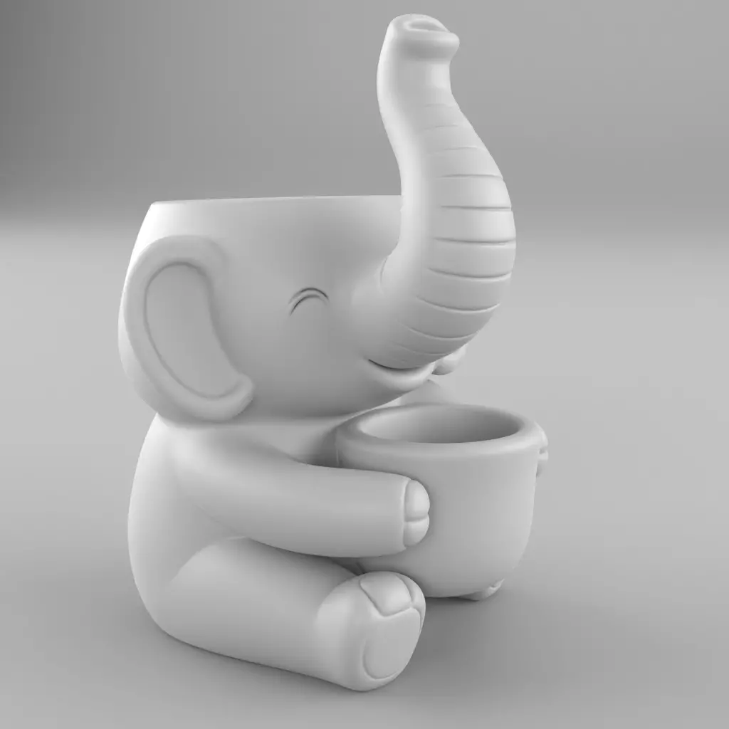 Cute Elephant Planter 3D Model 3D print model_5