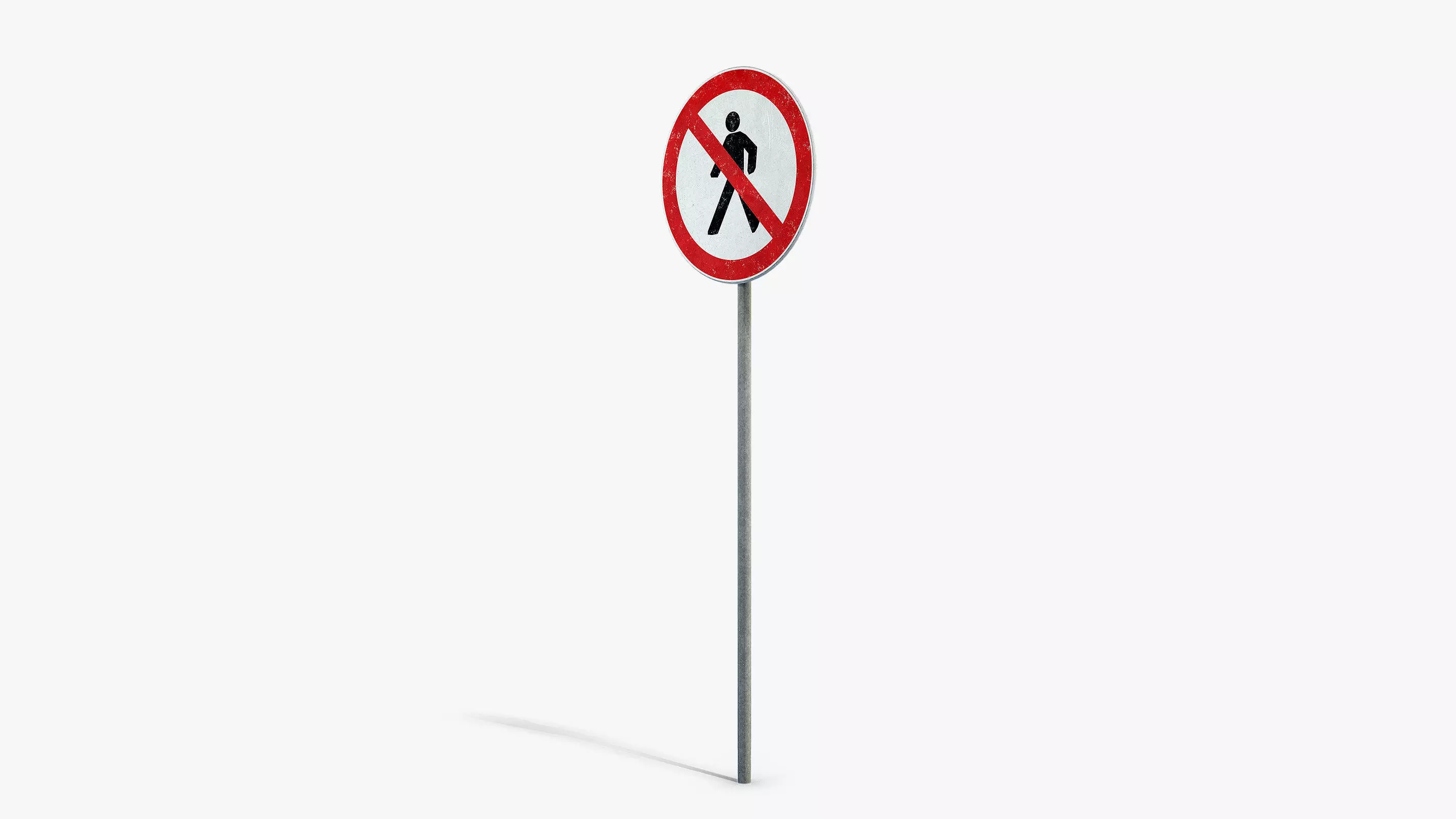 No Walking Sign Low-poly 3D model_5
