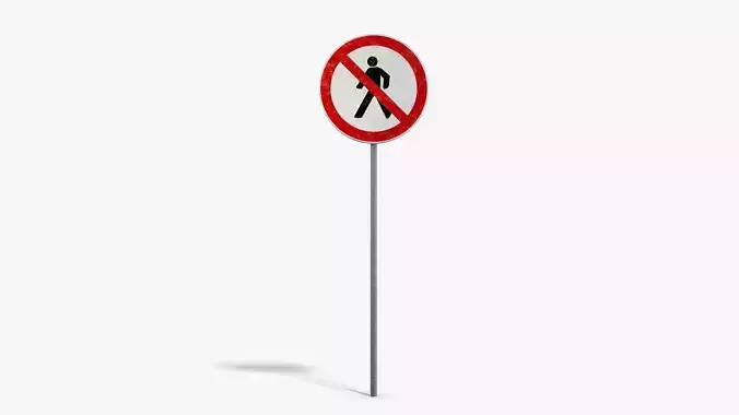 No Walking Sign Low-poly 3D model