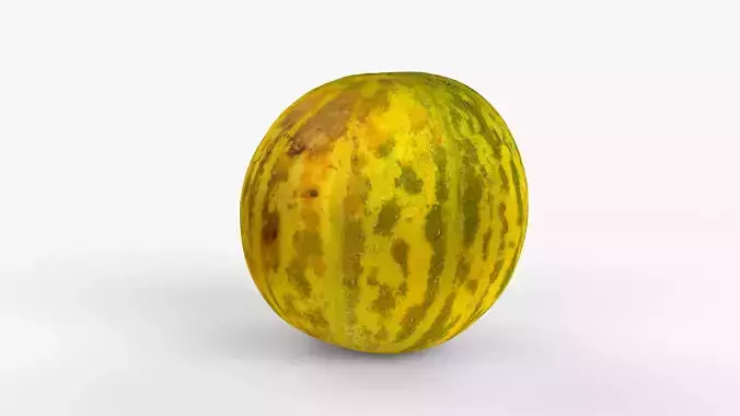 Photorealistic 3D scan of fresh whole melon Low-poly 3D model 3