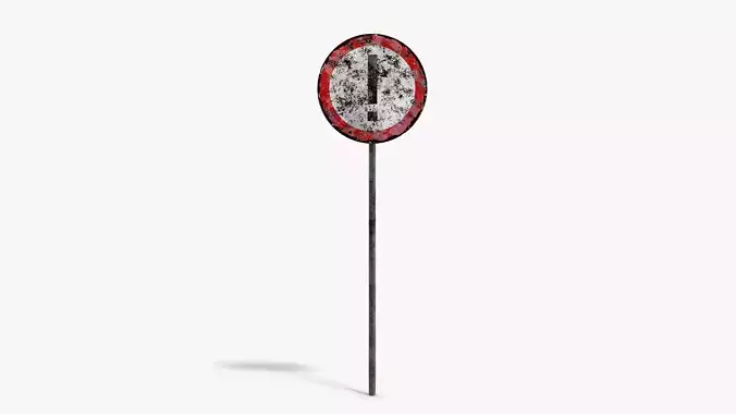 Damaged Attention Sign Low-poly 3D model