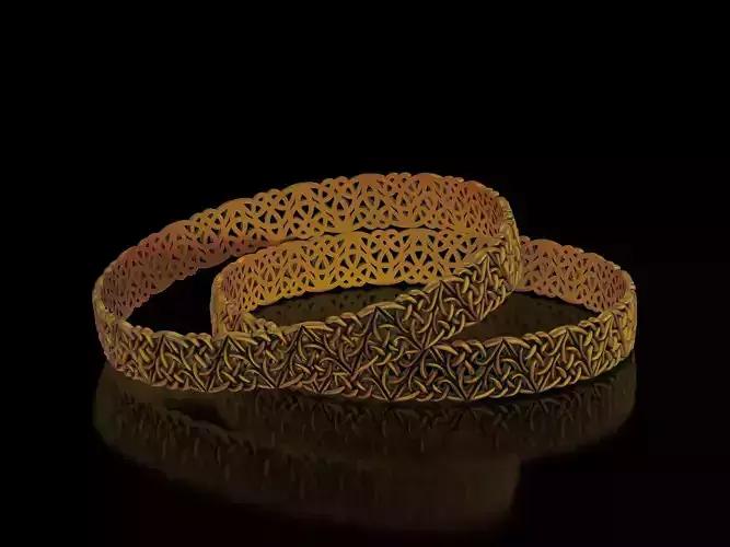 Triquetra Celtic knot filigree carving bangle gold silver