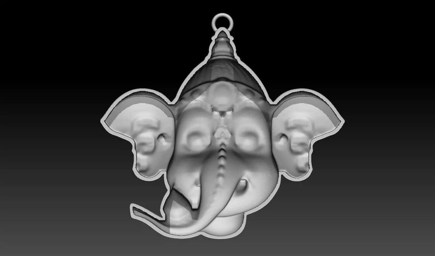 Ganesha God Head 3D Pendant Model 3D print model_7
