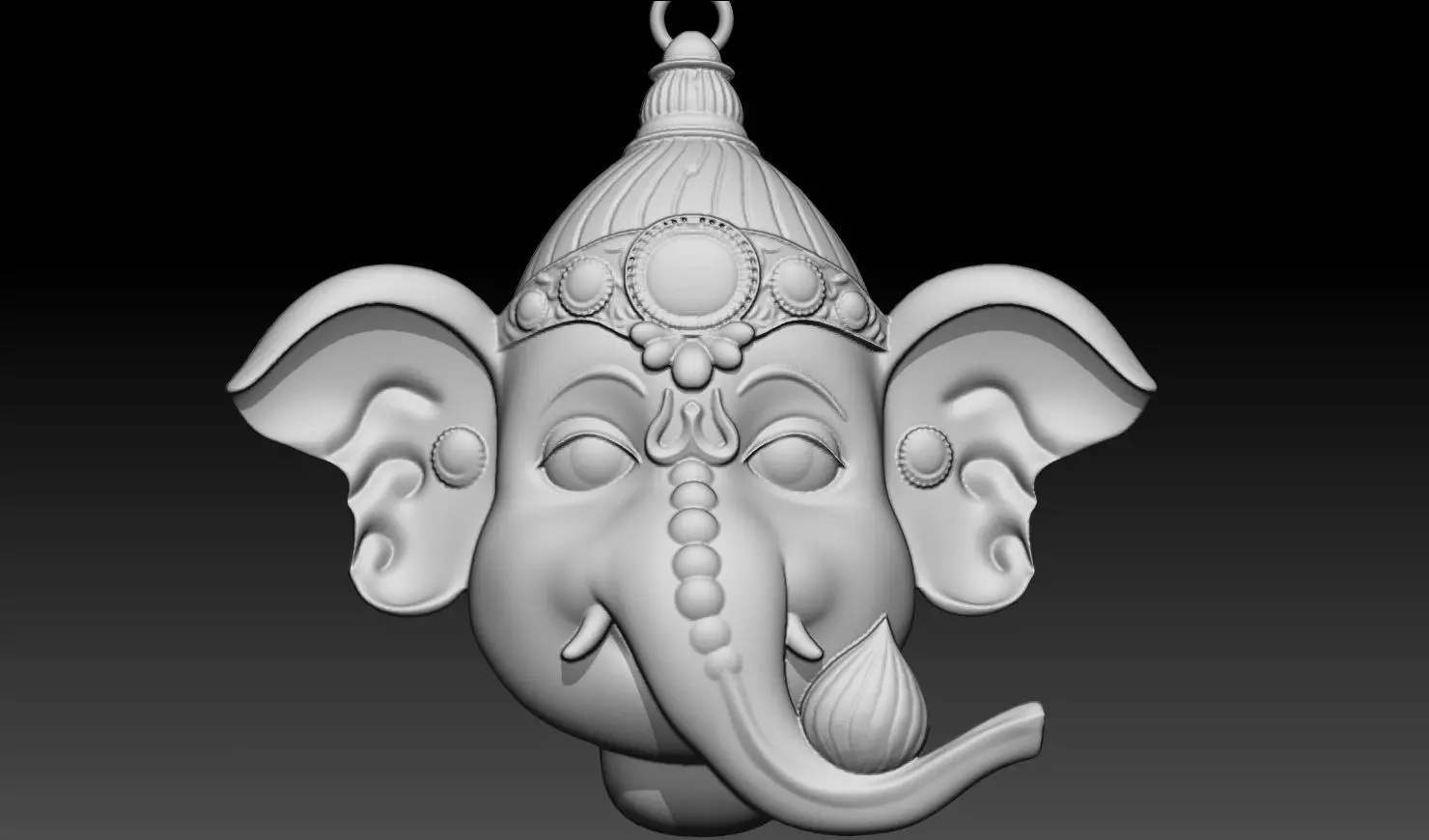 Ganesha God Head 3D Pendant Model 3D print model_4