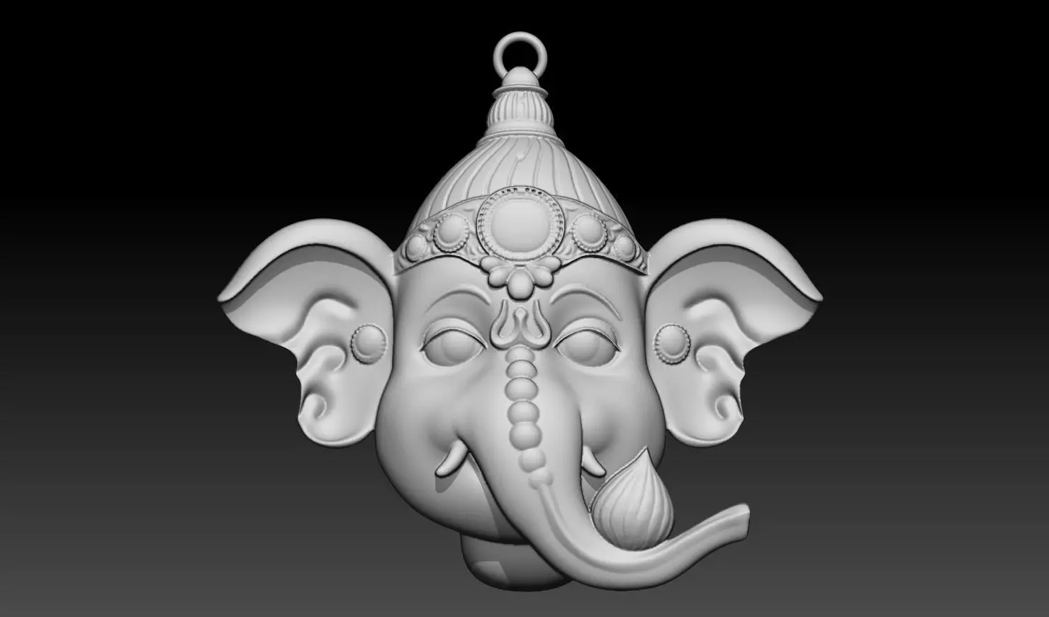 Ganesha God Head 3D Pendant Model 3D print model_2
