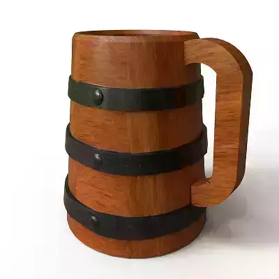 Wooden mug from the hobbit Low-poly 3D model