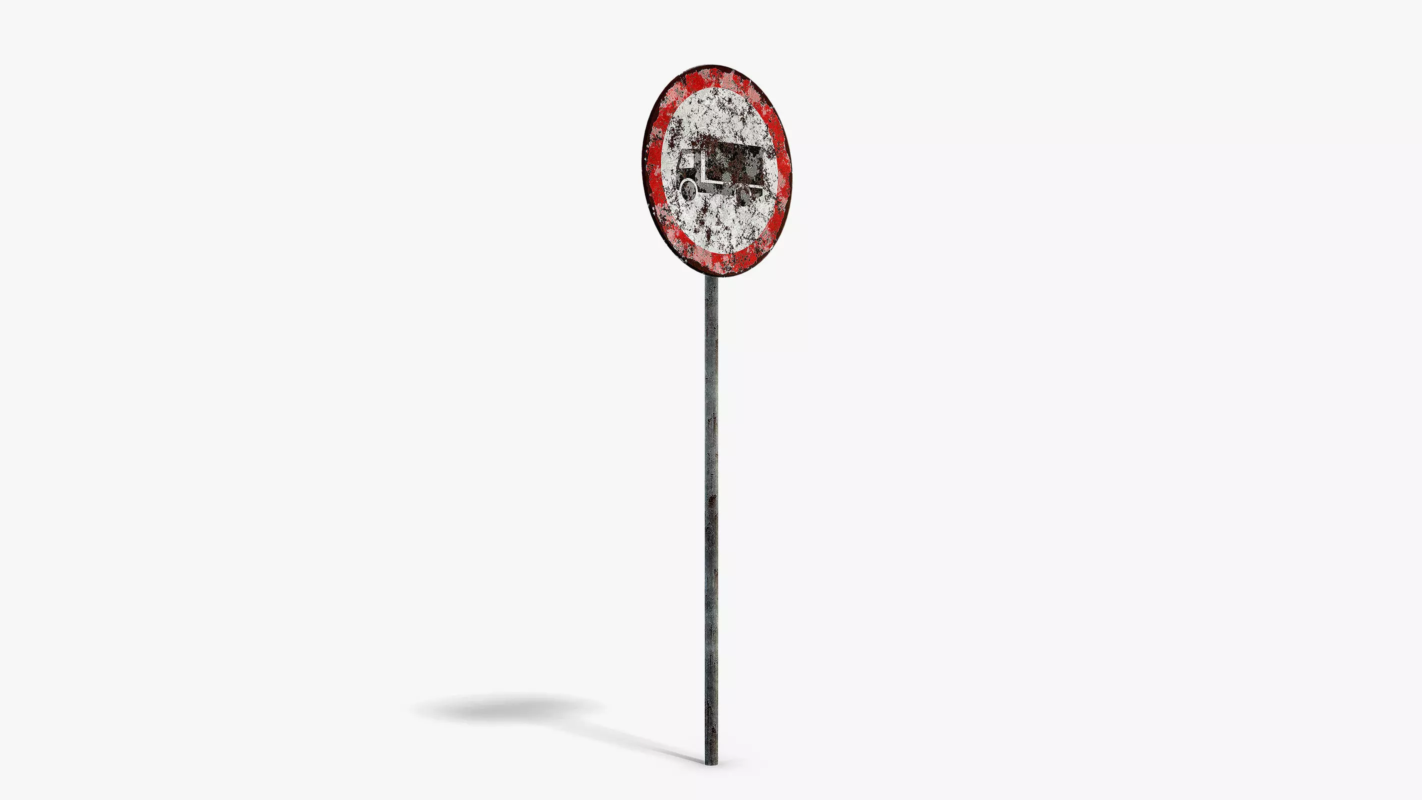 Damaged No Trucks Sign Low-poly 3D model_1