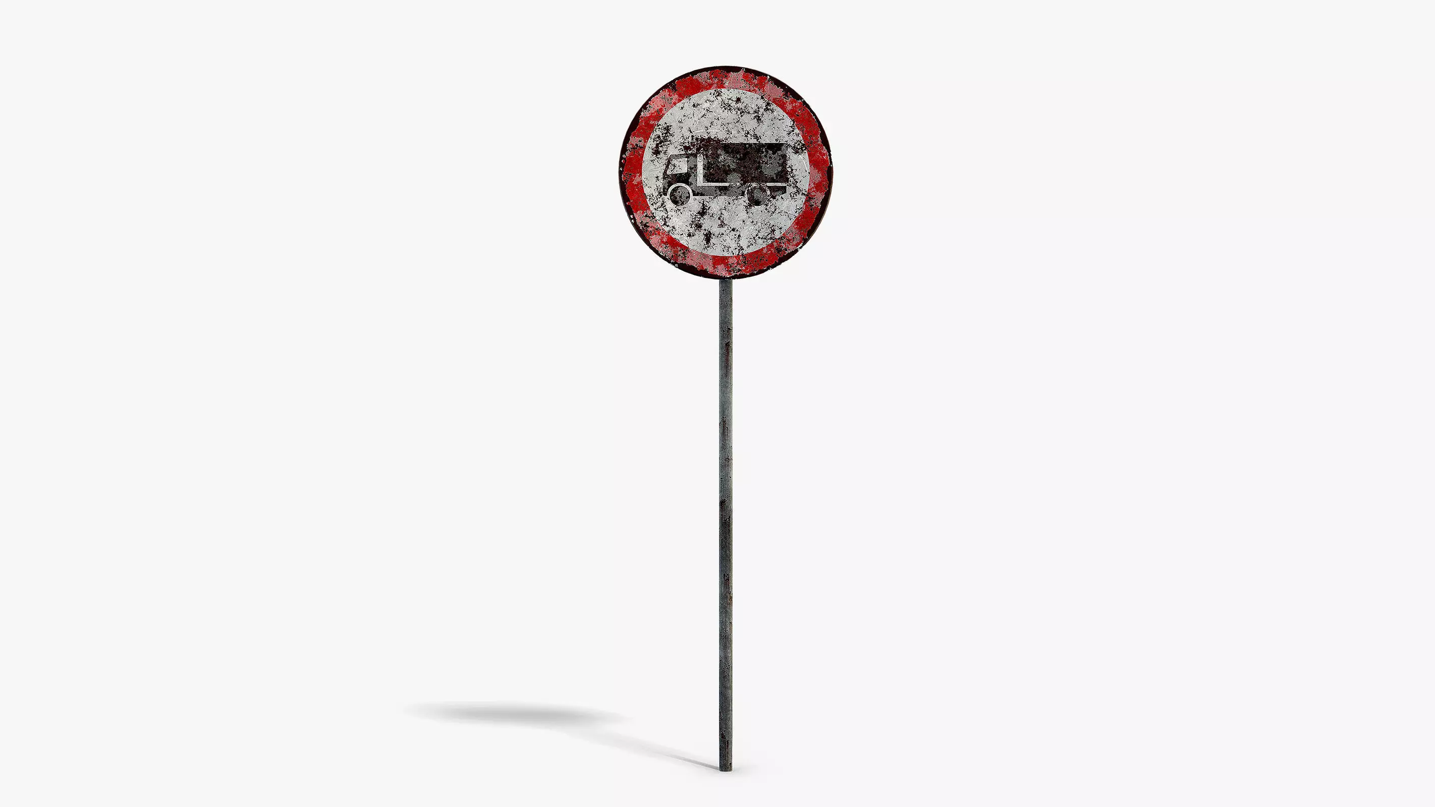 Damaged No Trucks Sign Low-poly 3D model_0