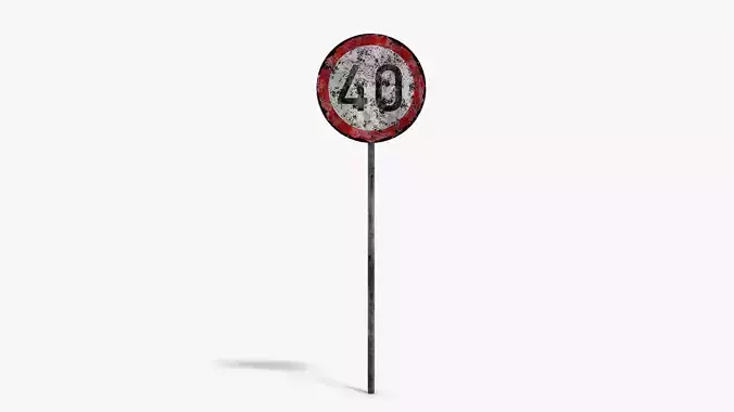 Damaged Speed Limit Sign Low-poly 3D model