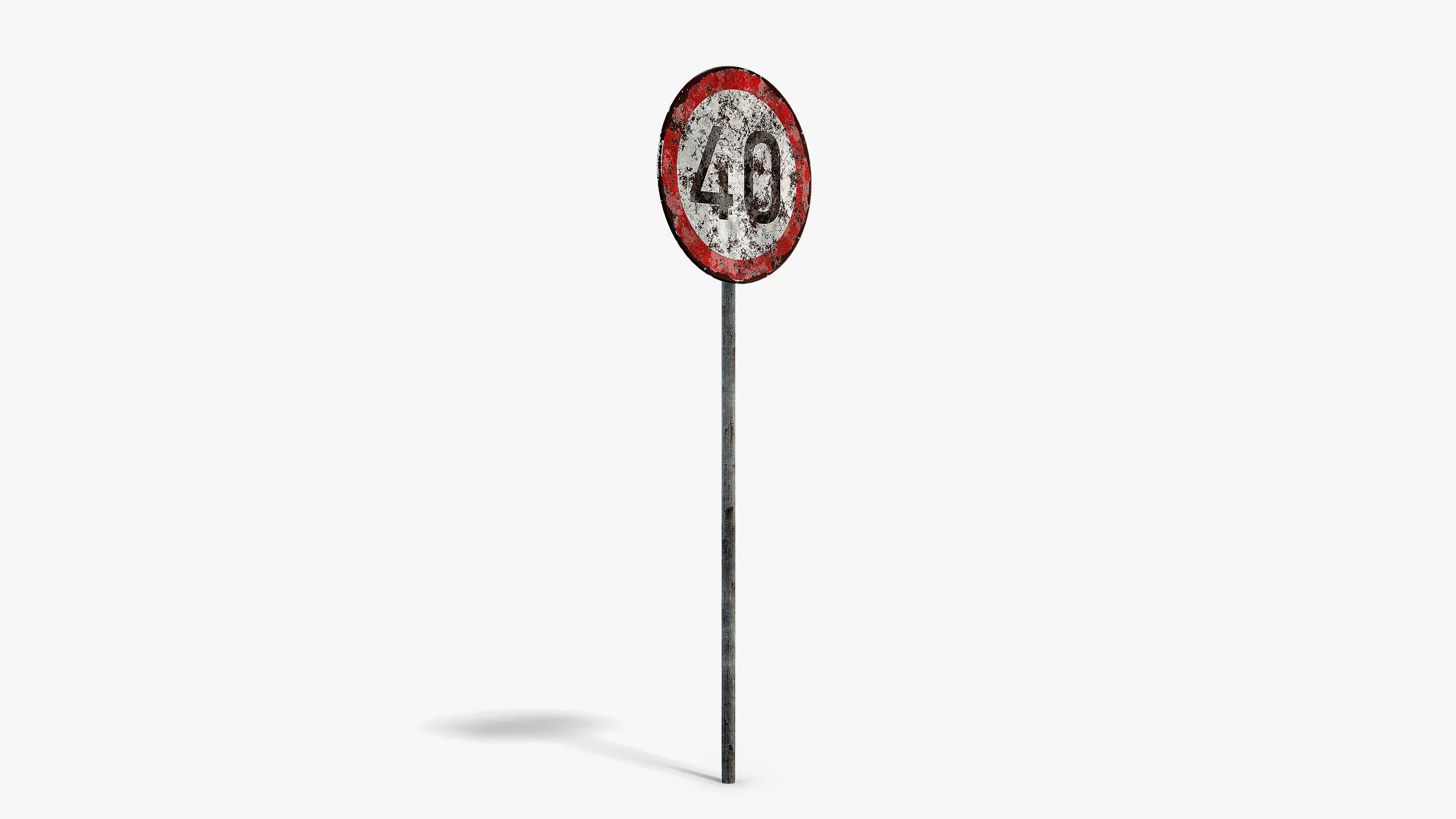 Damaged Speed Limit Sign Low-poly 3D model_1