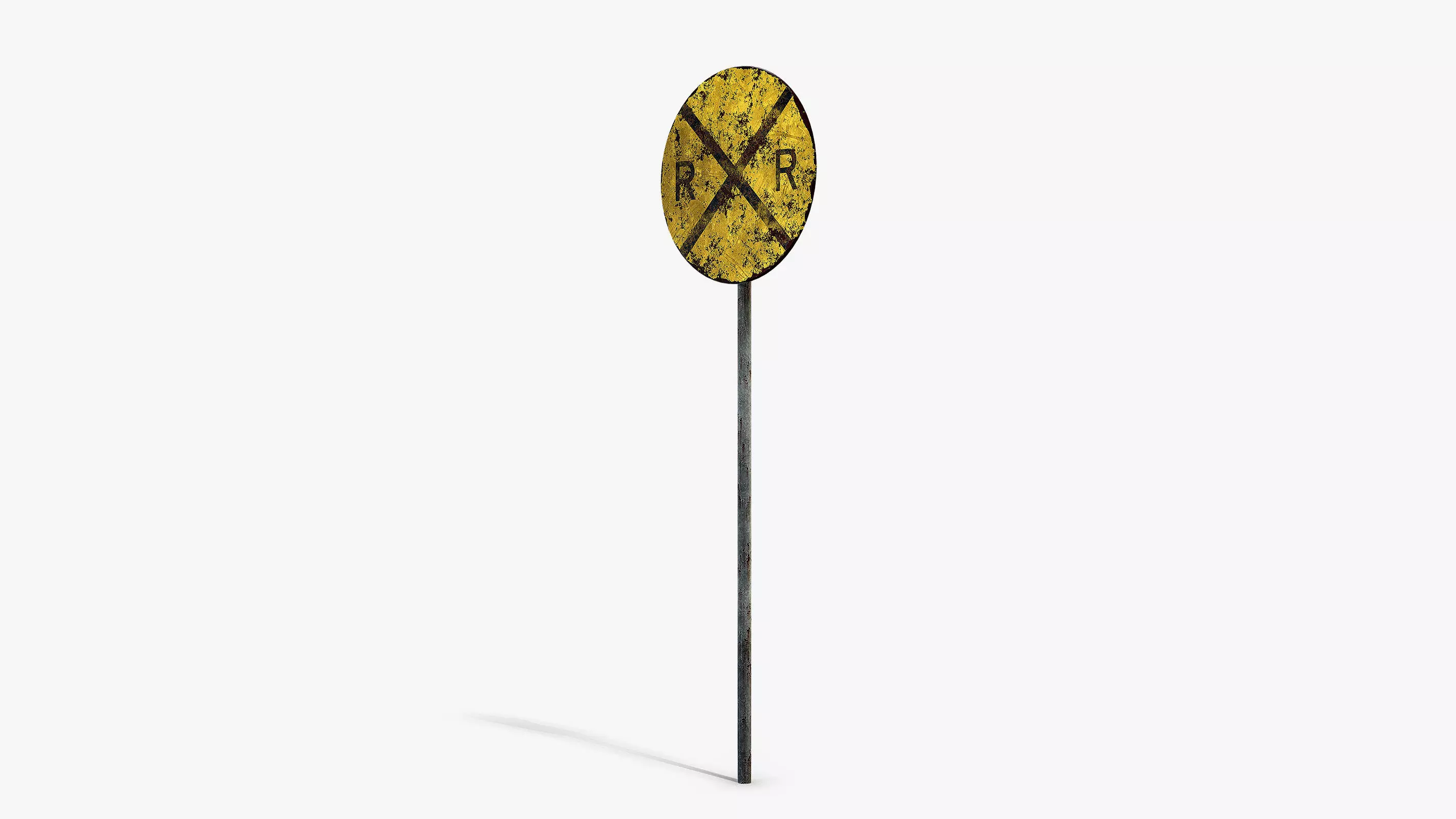 Damaged Railroad Sign Low-poly 3D model_5