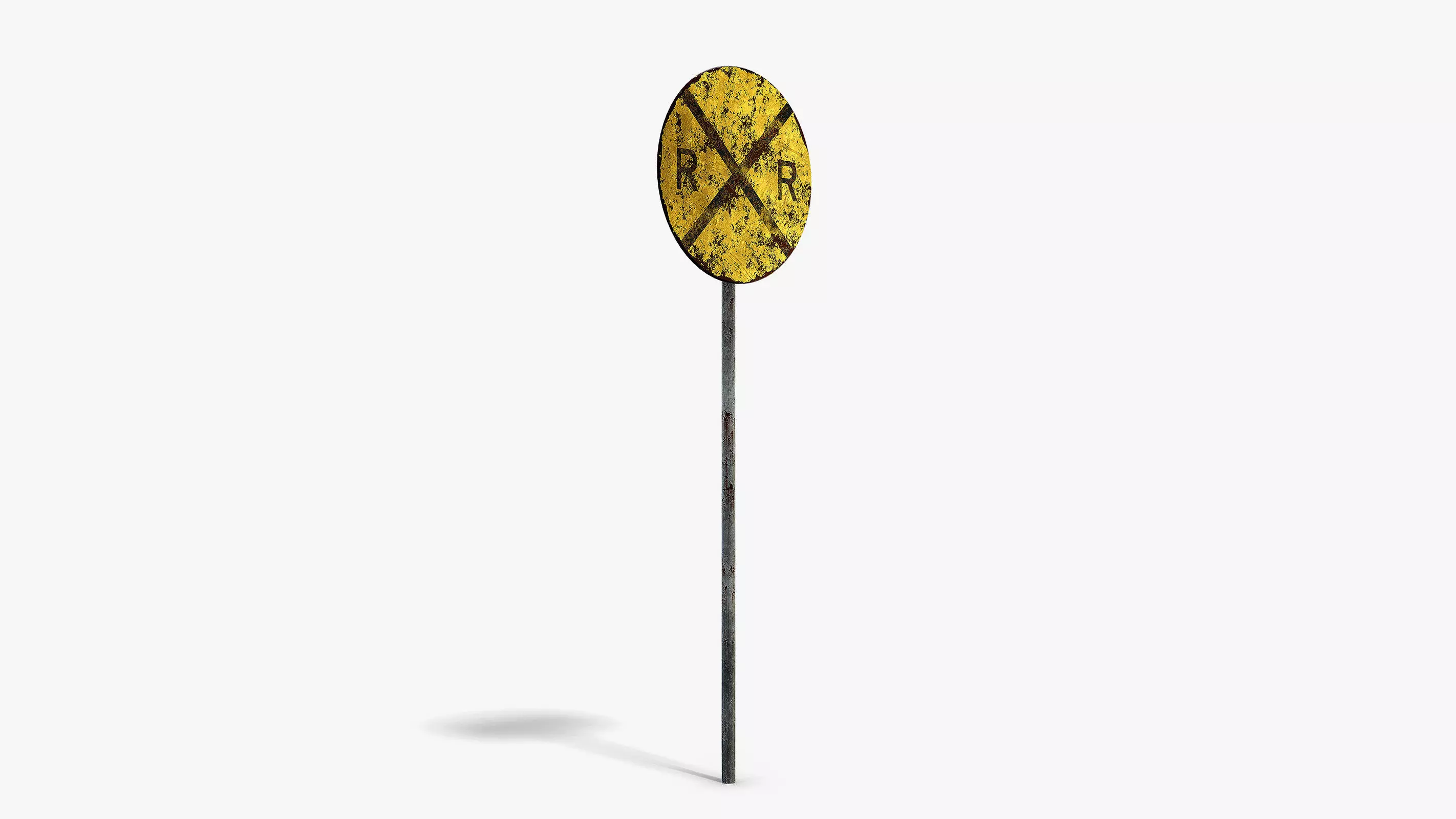 Damaged Railroad Sign Low-poly 3D model_1