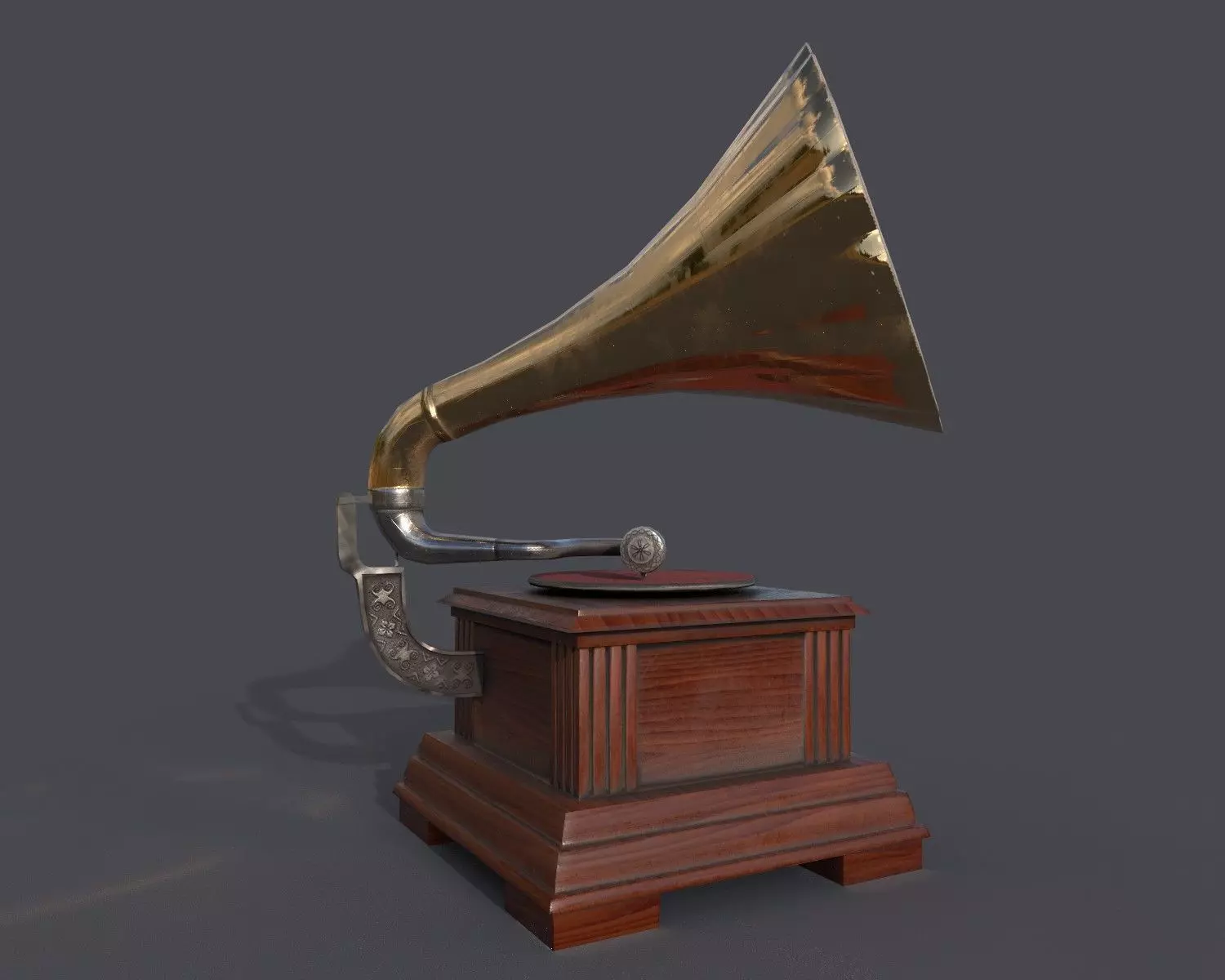 Gramophone with disc Low-poly 3D model_2
