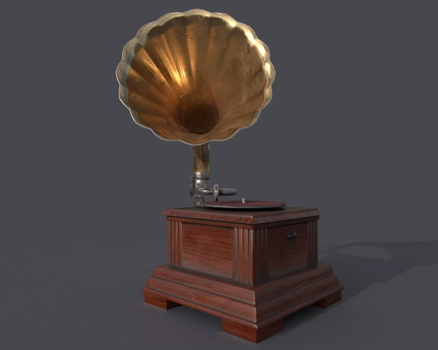 Gramophone with disc Low-poly 3D model_3