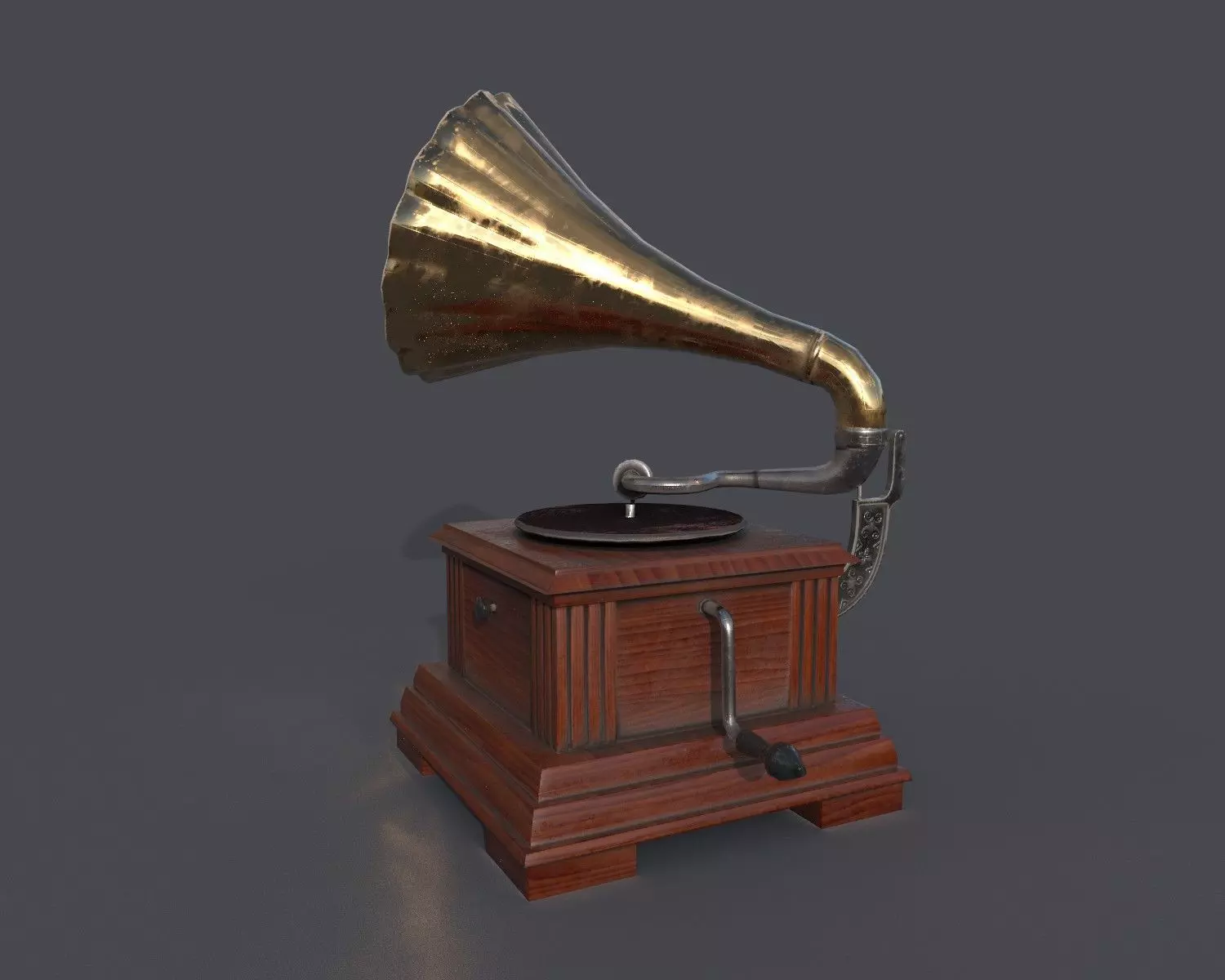 Gramophone with disc Low-poly 3D model_4